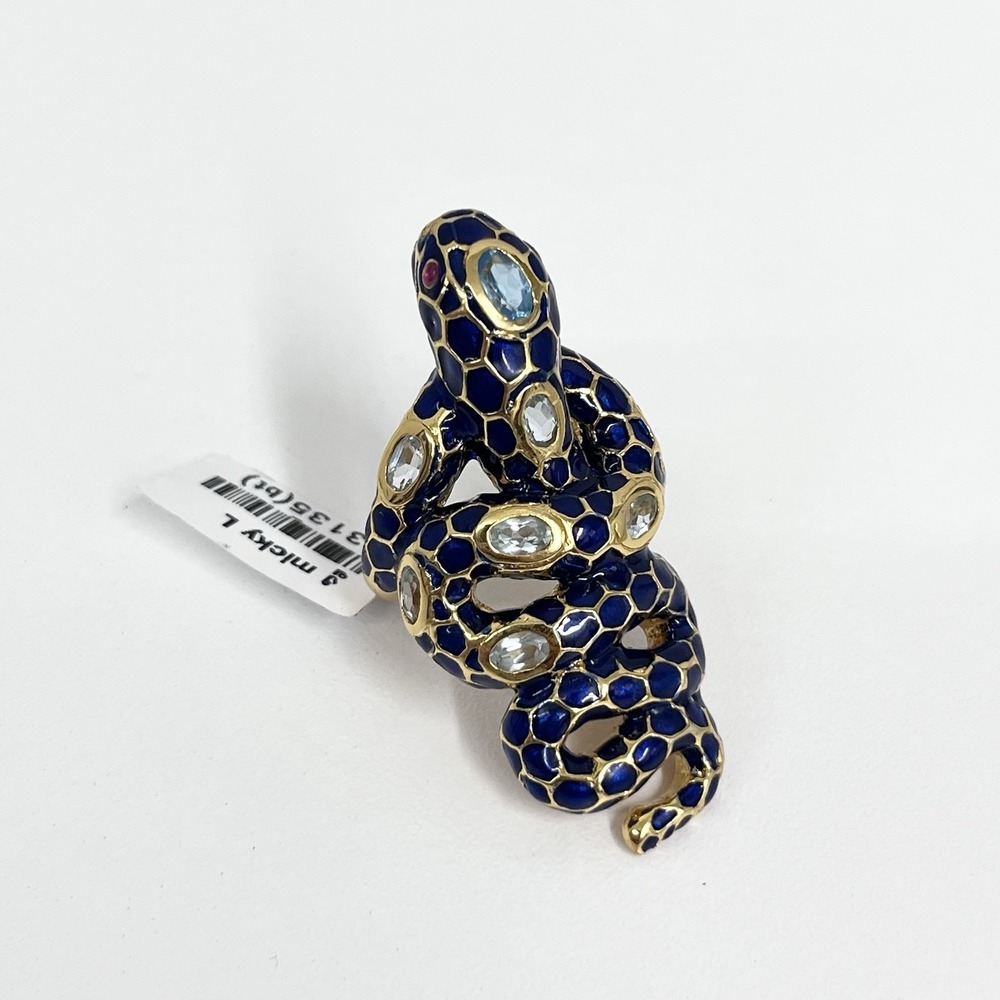 Sterling Gold Vermeil Enamel Coiled Snake Ring JUMBO NWT $300 23 Grams Sz. 6 3/4 - Picture 7 of 12